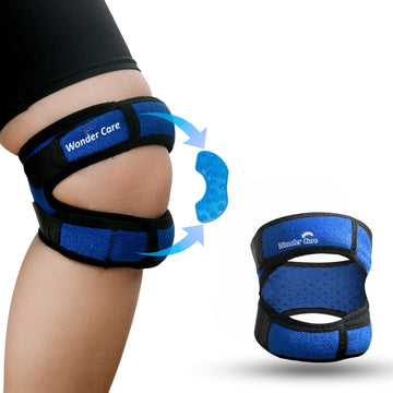 Wonder Care Adjustable Knee Neoprene_Blend Brace For Pain, Patella, Strap For Workout, Sports, Arthritis, Acl, Mcl, Meniscus Tear Patellar Tendon Support Men & Women Free Size (4, Blue)