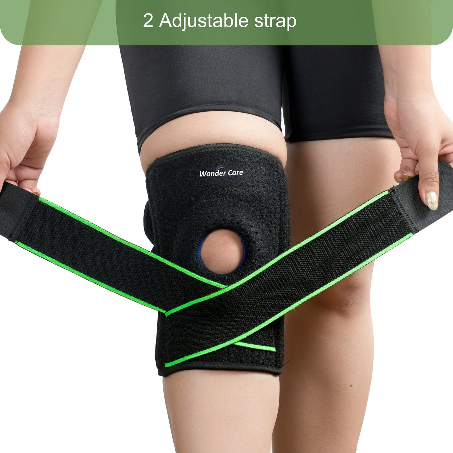 Wonder Care Neoprene Blend Adjustable Knee Support With Anti-Slip Silicon Strip,Breathable Patella Knee Brace Cap For Pain Relief,Sports,Arthritis Protection For Men & Women Free Size (1 Piece)