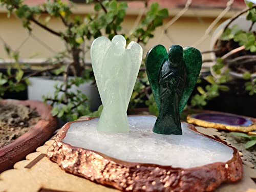 Wonder Care -Crystal Quartz Pocket Guardian Angel Crystal Gemstone & Heart Puffs Natural Peace Reiki Healing Christmas Blessing Gift