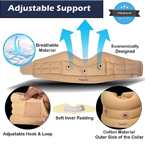 Wonder Care Soft Neck Brace Cervical Collar, Adjustable Collar Neck Support Brace for Sleeping, Neck Brace for Neck Pain and Support for Women & Men, Breathable Material for Home Office Travel