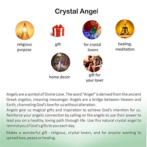 Wonder Care -Crystal Quartz Pocket Guardian Angel Crystal Gemstone & Heart Puffs Natural Peace Reiki Healing Christmas Blessing Gift