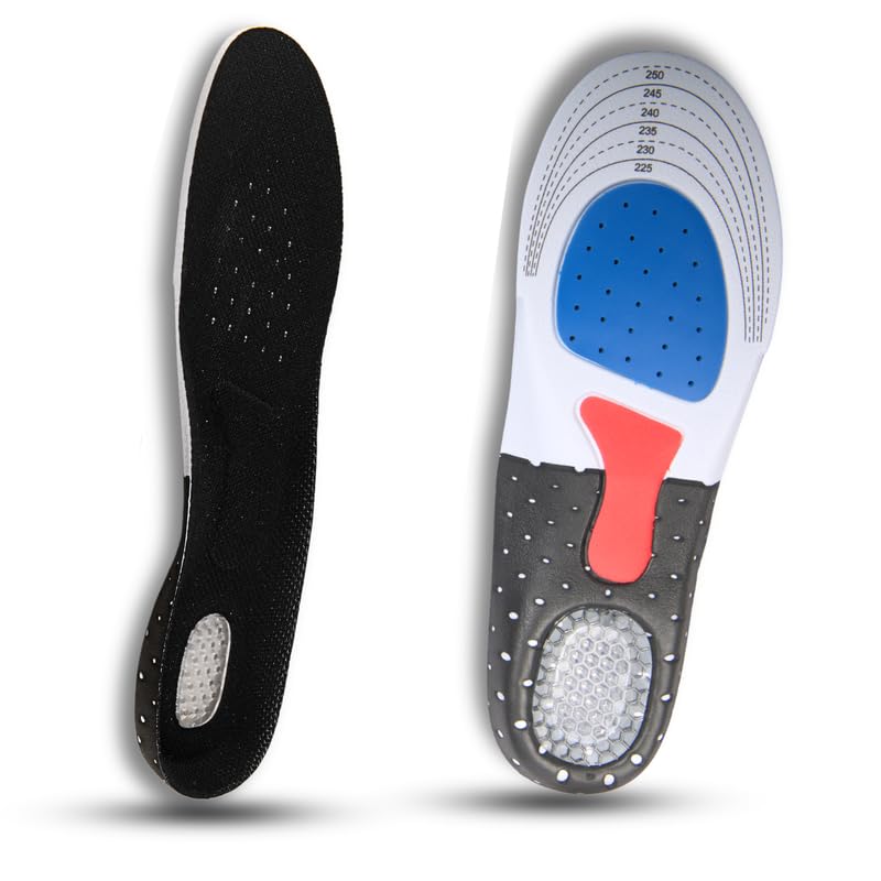 Wonder Care 1 Pair Trimmable Shoe Inserts for Men and Women, Silicone Gel Insoles| Shoe Pads for Sport Running| Shoe Inserts Pad |Shock Absorption Orthotics with a massaging insole(Size-9.5-15.5 UK)