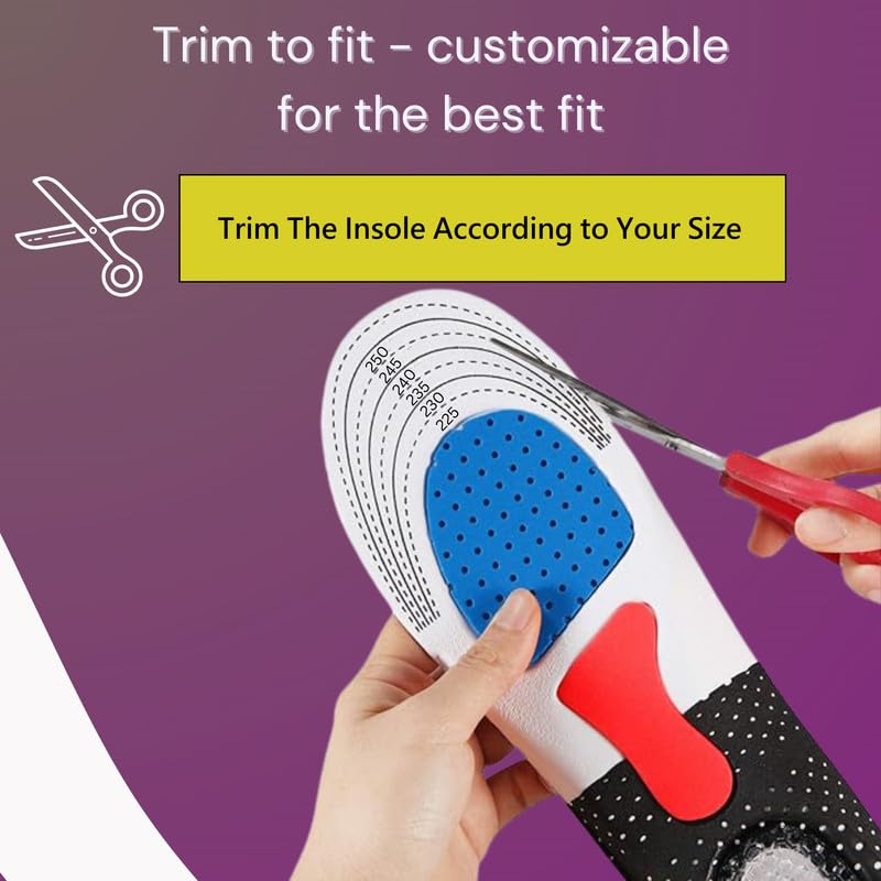 Wonder Care 1 Pair Trimmable Shoe Inserts for Men and Women, Silicone Gel Insoles| Shoe Pads for Sport Running| Shoe Inserts Pad |Shock Absorption Orthotics with a massaging insole(Size-9.5-15.5 UK)