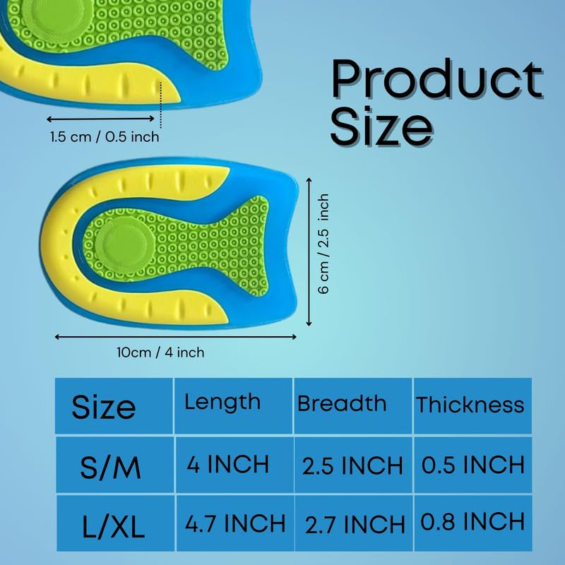 Wonder Care 2 Pair Gel Heel Cushion For Heel Pain Relief Women And Men | Silicone Heel Pad | Plantar Fascitis Inserts Heel Spur Pads| Achillies Heel Support| Cushion Heel Inserts | Large