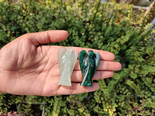 Wonder Care -Crystal Quartz Pocket Guardian Angel Crystal Gemstone & Heart Puffs Natural Peace Reiki Healing Christmas Blessing Gift
