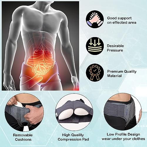 Wonder Care- Grey Hernia belt for men Truss Brace with one removable compression pad
