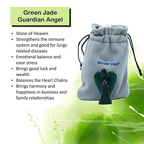 Wonder Care -Crystal Quartz Pocket Guardian Angel Crystal Gemstone & Heart Puffs Natural Peace Reiki Healing Christmas Blessing Gift