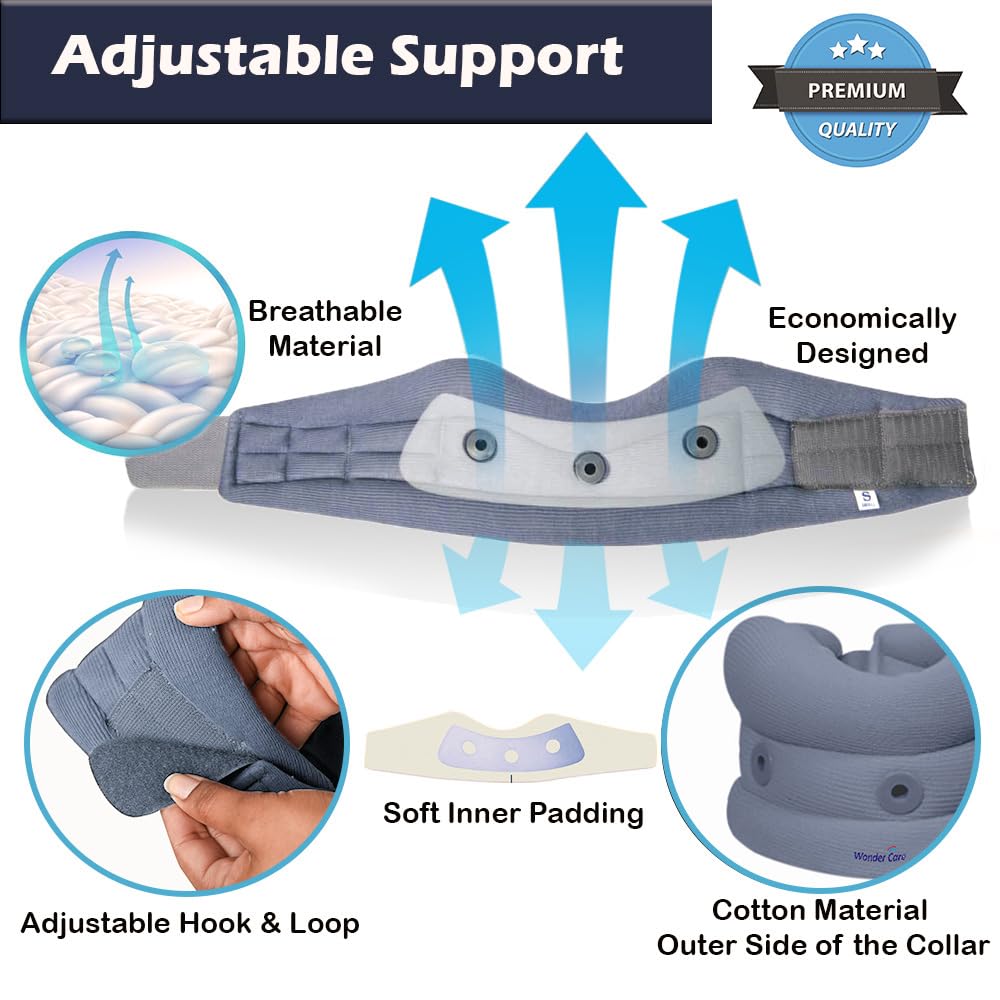 Wonder Care Cotton Soft Cervical Collar Adjustable Collar Neck Support Brace,Neck Support Soft Neck Collar Neck Brace For Neck Pain And Support For Women & Men- Medium