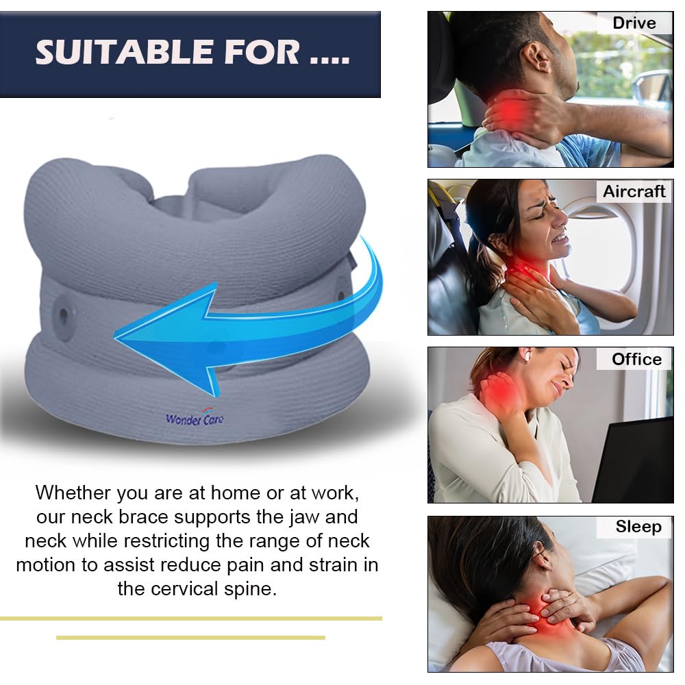 Wonder Care Cotton Soft Cervical Collar Adjustable Collar Neck Support Brace,Neck Support Soft Neck Collar Neck Brace For Neck Pain And Support For Women & Men- Medium