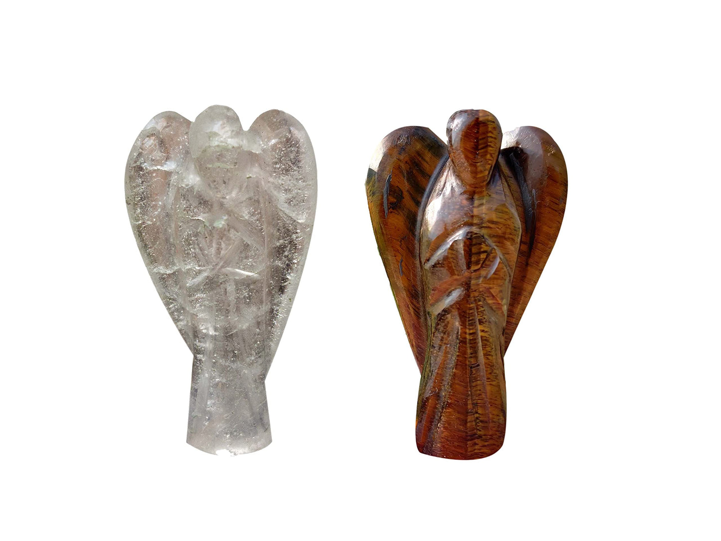 1Clear Quartz Angel \+ 1Tiger Eye Angel