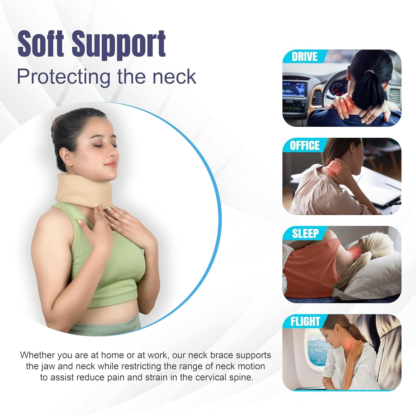 Wonder Care Neck Brace for Sleeping Cervical Collar Relief Neck Pain and Neck Support Soft Foam Wraps Keep Vertebrae Stable for Relief of Cervical Spine Pressure for Women & Men Black-Large