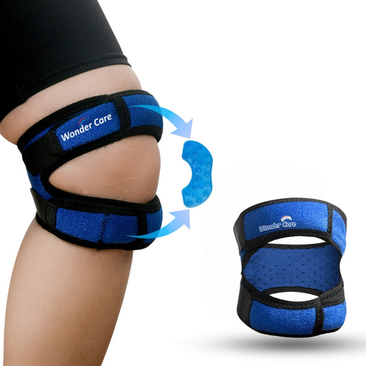 Wonder Care Adjustable Knee Neoprene_Blend Brace For Pain, Patella, Strap For Workout, Sports, Arthritis, Acl, Mcl, Meniscus Tear Patellar Tendon Support Men & Women Free Size (4, Blue)