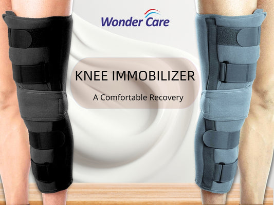 Wonder Care Knee Immobilizer Cotton Brace Support Dislocation Injuries Ligament Tear Wraparound Stabilizer Splint For Men & Women (19 Long) Grey-4Xl