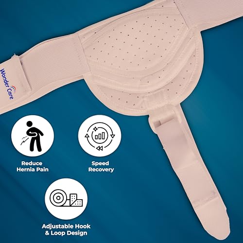 Wonder Care Hernia belt for men inguinal hernia support belt Pain Relief With Removable Compression Pads Groin hernia truss Flexible Adjustable Groin Straps, Left or Right inguinal Hernia Truss Brace