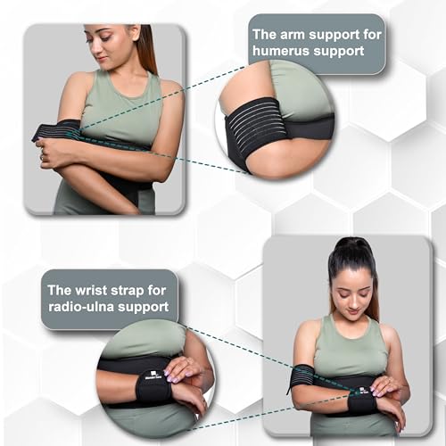 Wonder Care-Left Right Shoulder Immobilizer Arm Sling Elastic Brace for Clavicle Collar Bone Dislocation Subluxation Shoulder stabilizer Compression Brace After Rotator Cuff Surgery - Black