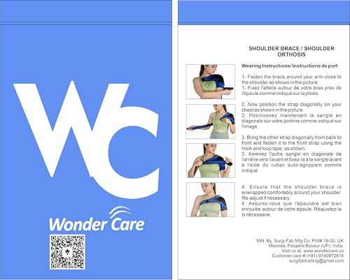 Wonder Care Rotator cuff brace for shoulder pain relief Neoprene Shoulder support brace for men and women for dislocated, frozen, mouse shoulder, rotator cuff pain relief wrap