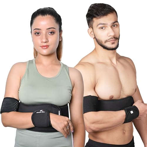 Wonder Care-Left Right Shoulder Immobilizer Arm Sling Elastic Brace for Clavicle Collar Bone Dislocation Subluxation Shoulder stabilizer Compression Brace After Rotator Cuff Surgery - Black