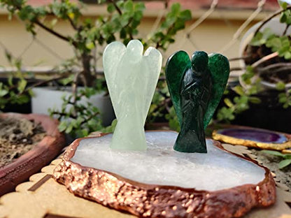 Wonder Care -Crystal Quartz Pocket Guardian Angel Crystal Gemstone & Heart Puffs Natural Peace Reiki Healing Christmas Blessing Gift