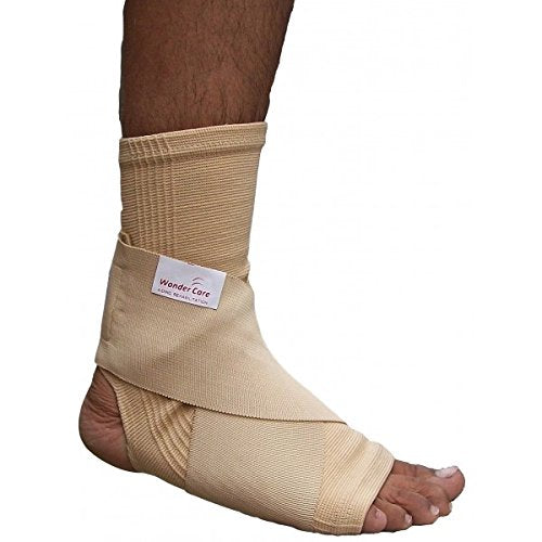 Wonder Care Ankle Binder with Elastic Strap | Ankle Brace for Sprained Ankle Injury Plantar Fasciitis | Ankle Sock Compression Heel Arch Support | Ankle Wrap Pain Relief Men & Women (L)