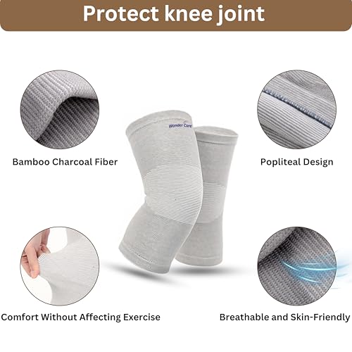 Wonder Care bamboo knee compression sleeve for Men and women; copper fit knee sleeve for running, volleyball, gym weightlifting bamboo knee brace made from bamboo yarn