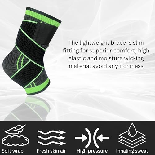 Wonder Care Ankle Brace Compression Sleeve Support for Women & Men Ankle Wrap with Ankle Strap for Running Youth ankle brace for sports Ankle Fasciitis Achilles Tendon brace for plantar fasciitis