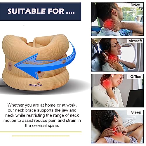 Wonder Care Soft Neck Brace Cervical Collar, Adjustable Collar Neck Support Brace for Sleeping, Neck Brace for Neck Pain and Support for Women & Men, Breathable Material for Home Office Travel
