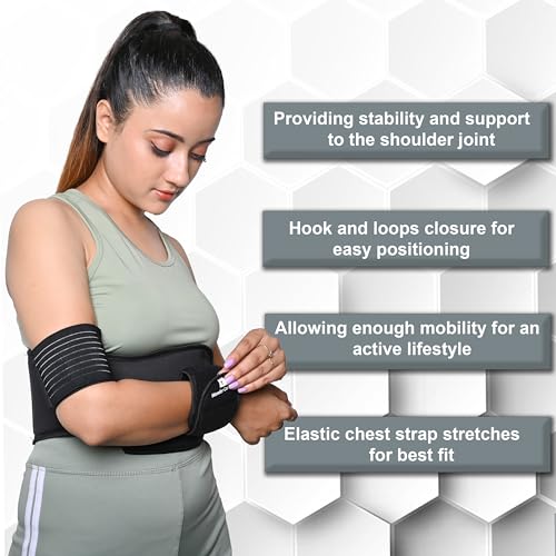 Wonder Care-Left Right Shoulder Immobilizer Arm Sling Elastic Brace for Clavicle Collar Bone Dislocation Subluxation Shoulder stabilizer Compression Brace After Rotator Cuff Surgery - Black