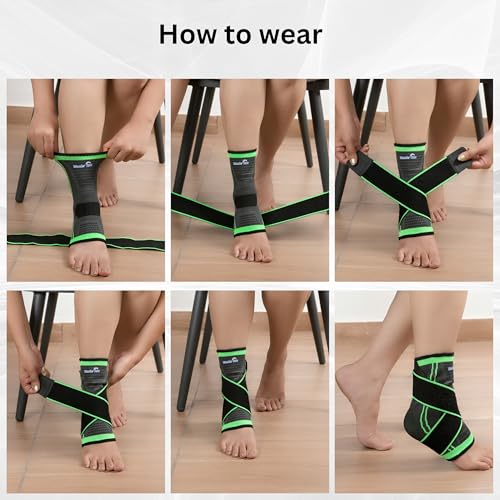 Wonder Care Ankle Brace Compression Sleeve Support for Women & Men Ankle Wrap with Ankle Strap for Running Youth ankle brace for sports Ankle Fasciitis Achilles Tendon brace for plantar fasciitis