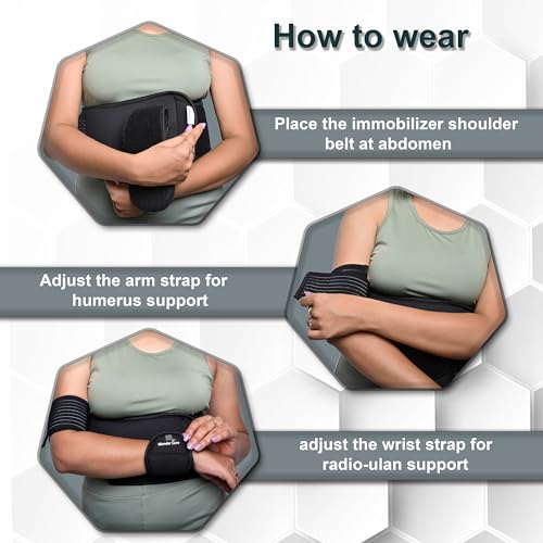 Wonder Care-Left Right Shoulder Immobilizer Arm Sling Elastic Brace for Clavicle Collar Bone Dislocation Subluxation Shoulder stabilizer Compression Brace After Rotator Cuff Surgery - Black