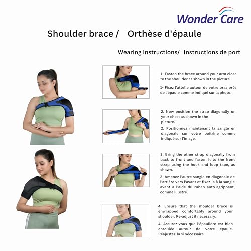 Wonder Care Rotator cuff brace for shoulder pain relief Neoprene Shoulder support brace for men and women for dislocated, frozen, mouse shoulder, rotator cuff pain relief wrap