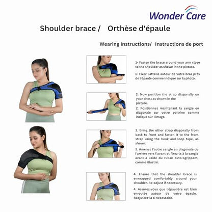 Wonder Care Rotator cuff brace for shoulder pain relief Neoprene Shoulder support brace for men and women for dislocated, frozen, mouse shoulder, rotator cuff pain relief wrap