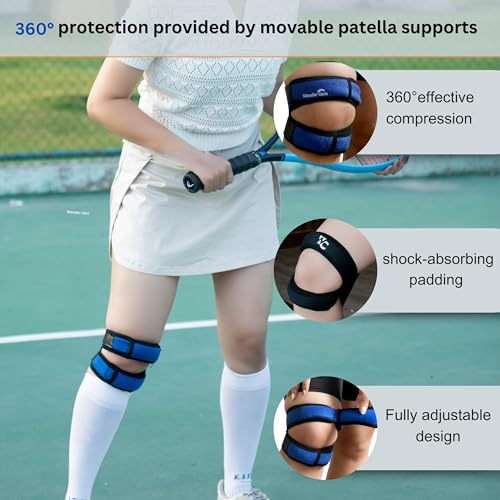 Patella Tendon Support Strap Dual Pack of1 | Adjustable Knee Strap Patella Tendon Brace with Stabilizer Band for Hiking, Soccer, Basketball, Runners, Jumpers, and Tendonitis Relief for Unisex
