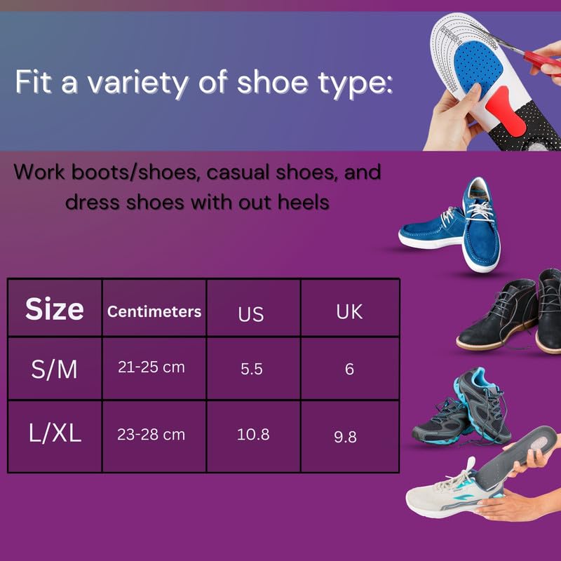 Wonder Care 1 Pair Trimmable Shoe Inserts for Men and Women, Silicone Gel Insoles| Shoe Pads for Sport Running| Shoe Inserts Pad |Shock Absorption Orthotics with a massaging insole(Size-9.5-15.5 UK)