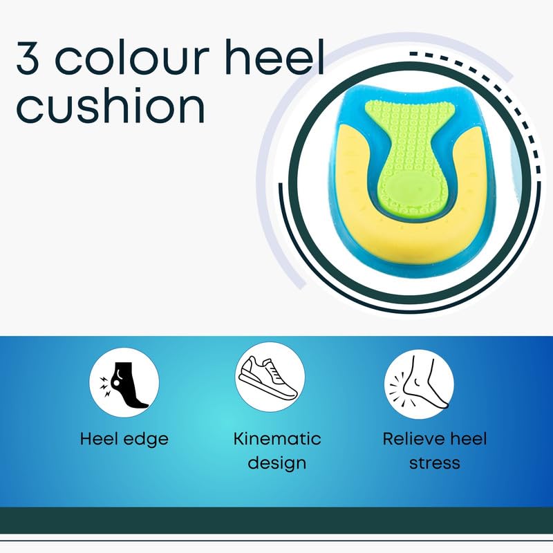 Wonder Care 2 Pair Gel Heel Cushion For Heel Pain Relief Women And Men | Silicone Heel Pad | Plantar Fascitis Inserts Heel Spur Pads| Achillies Heel Support| Cushion Heel Inserts | Large