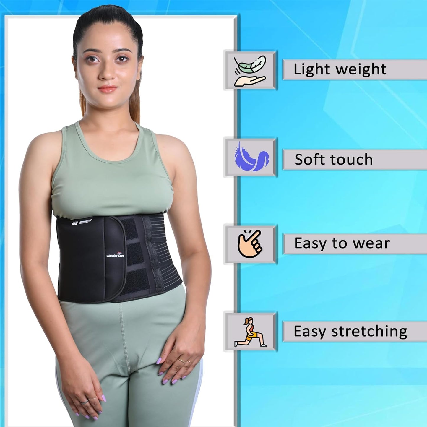 Wonder Care Abdominal Belt after delivery Medium| Kamar belt for women | Belt for back pain relief Women & Men | waist belt for men & women