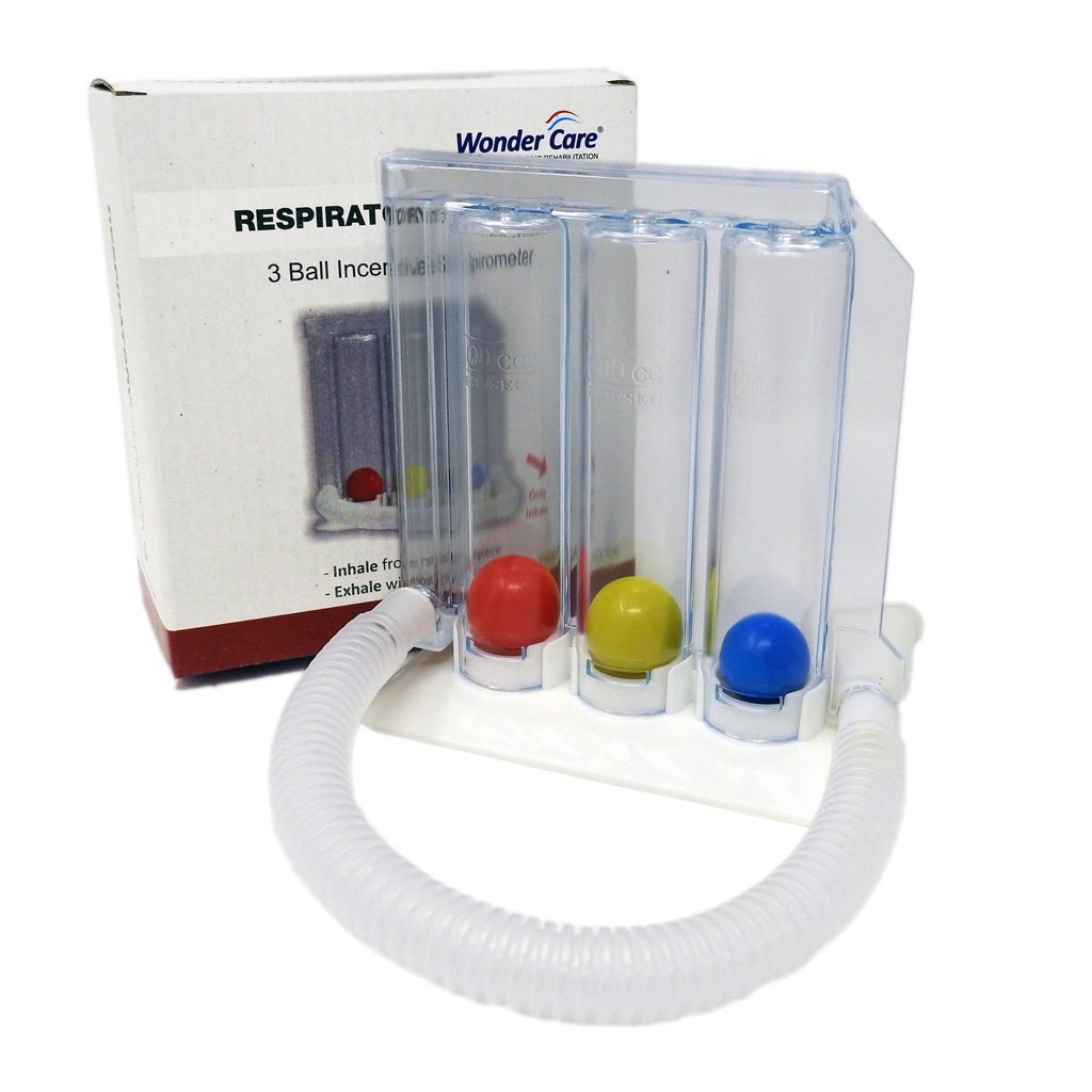 Wonder Care- Deep Breathing Lung Exerciser - 3 Balls Incentive Spirometer - Small and Washable