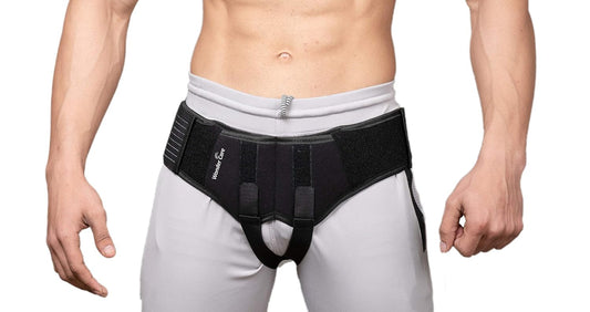 Wonder Care Inguinal Groin Hernia Support Belt for Post Surgery Men’s Hernia Guard Inguinal Truss Hernia Belt Adjustable Waist Strap with 2 Removable Compression Pads