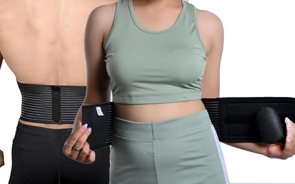 Wonder Care Polyester, Umbilical Black Hernia Belt Pain Relief Support Brace With 1 Removable Compression Pad For Men & Women