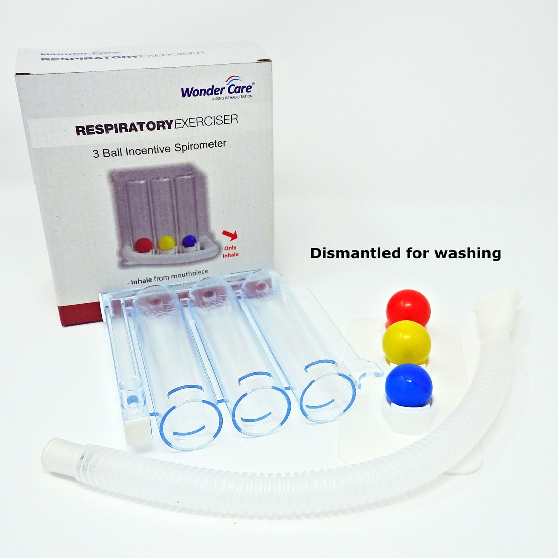 Wonder Care- Deep Breathing Lung Exerciser - 3 Balls Incentive Spirometer - Small and Washable