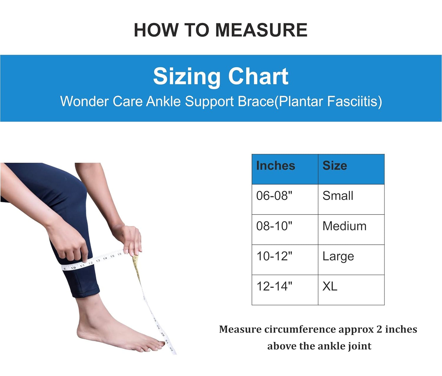 Wonder Care Ankle Binder with Elastic Strap | Ankle Brace for Sprained Ankle Injury Plantar Fasciitis | Ankle Sock Compression Heel Arch Support | Ankle Wrap Pain Relief Men & Women (L)