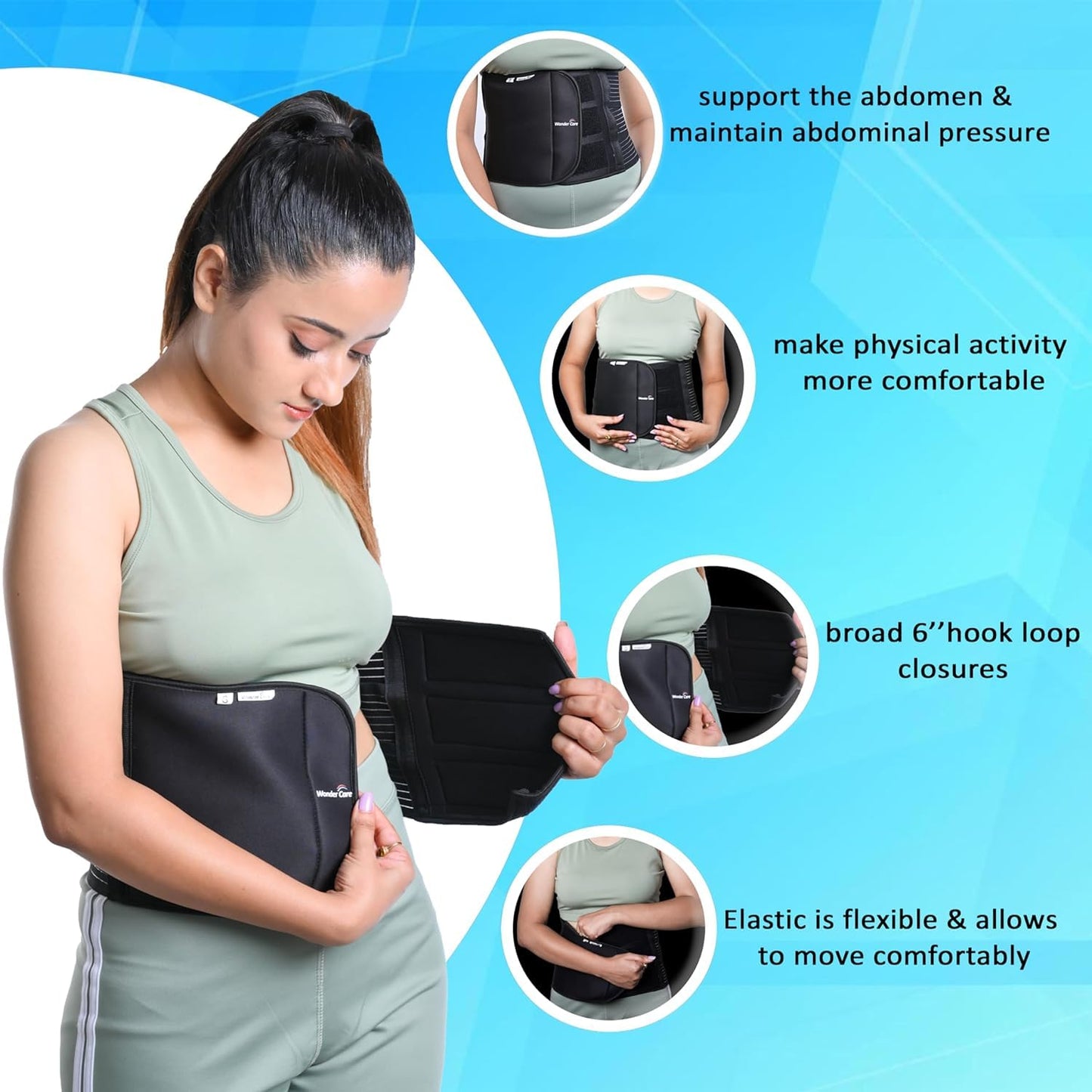 Wonder Care Abdominal Belt after delivery Medium| Kamar belt for women | Belt for back pain relief Women & Men | waist belt for men & women