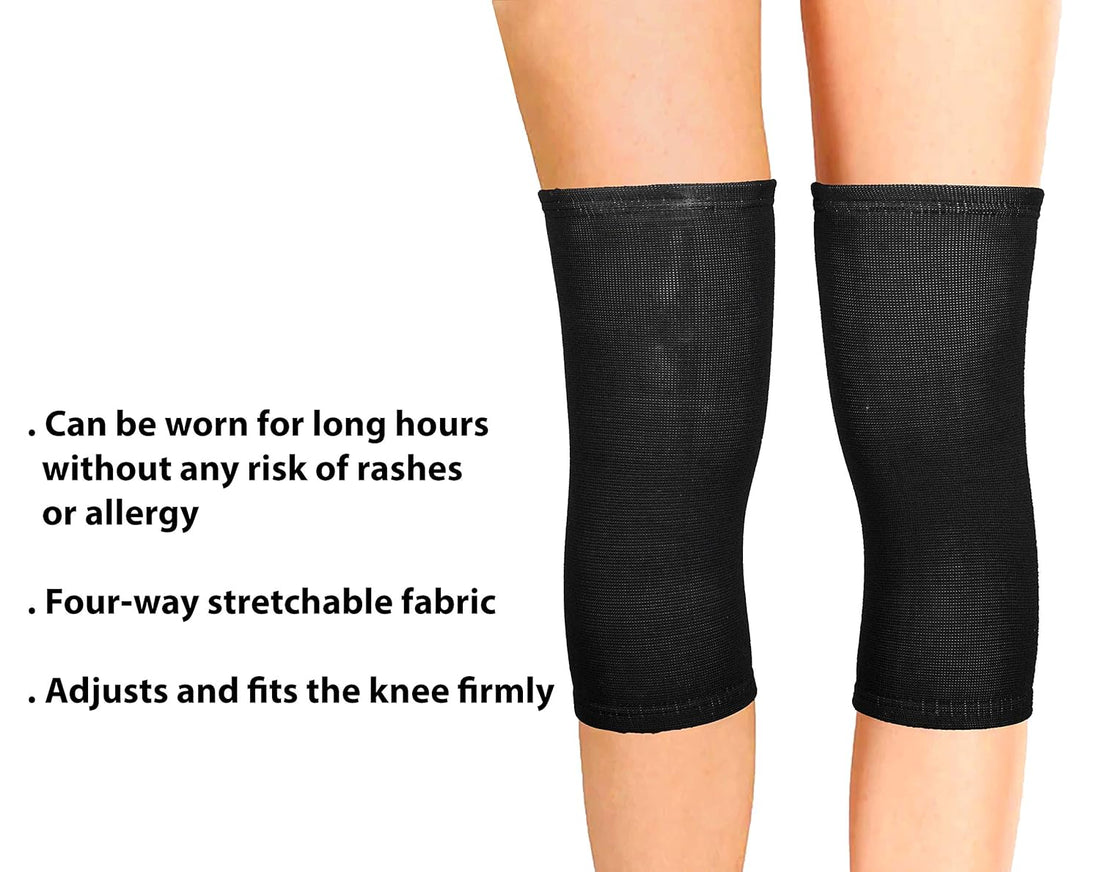 Wonder Care Knee Cap Support for Knee Joint Pain Relief Stretchable Knee Compression Brace Pair for Men & Women Arthritis Relief Black (XL)