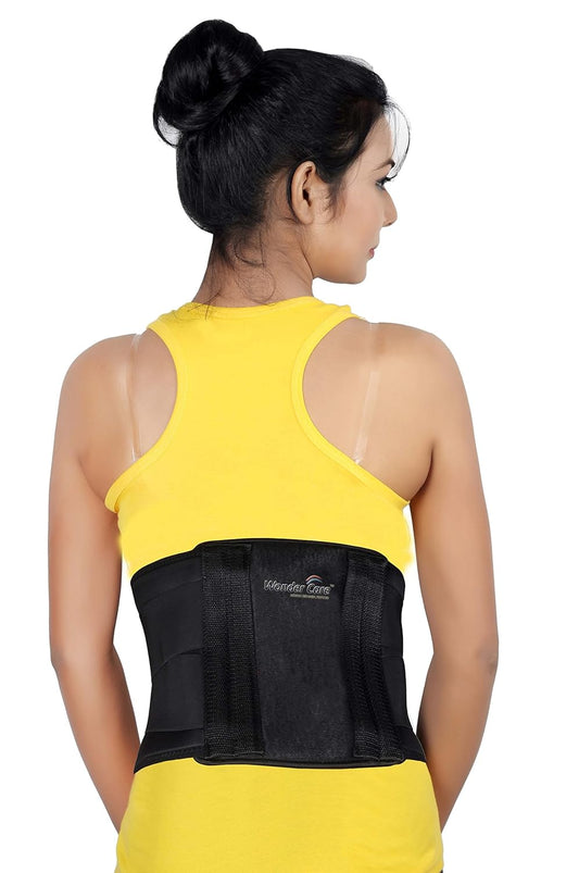 Wonder Care Lumbar Support Belt for Back Pain Relief Adjustable Back Support Brace for Women & Men Back Posture Black