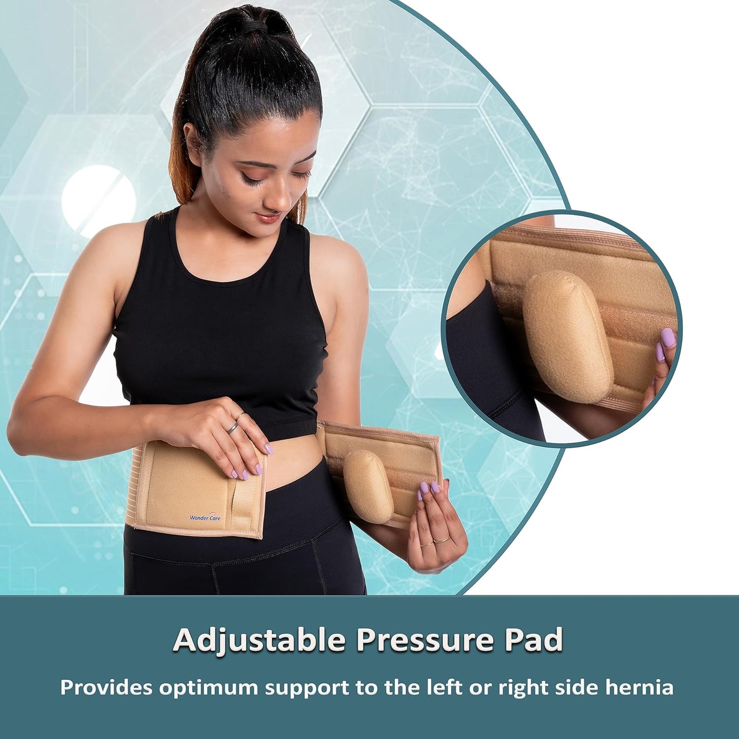 Wonder Care Umbilical Hernia Belt Hernia Support Brace with Removable Compression Pad Navel Hernia Pain Relief for Men & Women, Cotton
