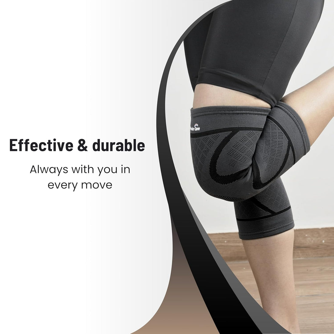 Wonder Care pack of 2 Knee Sleeve Knee Brace Compression Knee Sleeve For Men And Women Knee Support Running Knee Sleeve Workout Knee Sleeve Gym Hiking Sports Running Gym [Grey-Black, M 1 Pair(2pcs)]