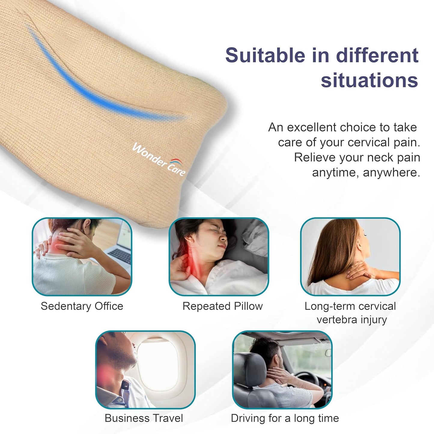 Wonder Care Neck Brace for Sleeping Cervical Collar Relief Neck Pain and Neck Support Soft Foam Wraps Keep Vertebrae Stable for Relief of Cervical Spine Pressure for Women & Men Black-Large