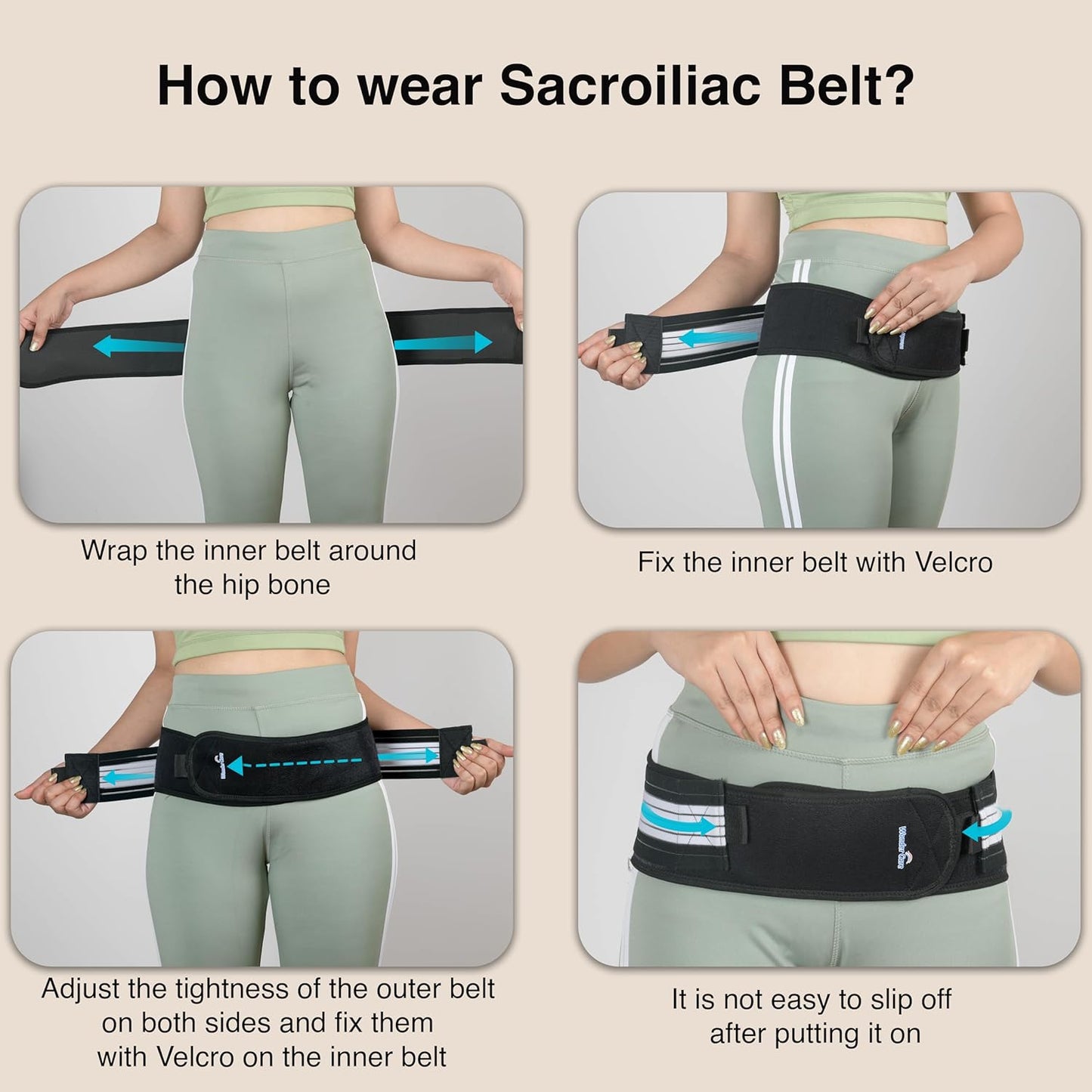 Wonder Care SI joint hip belt for sciatica,Sacroiliac SI joint hip belt for back pain, Sciatica belt, Hip support belt Sciatica pain relief belt for men and women, Pelvic support belt (3XL)